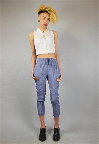 VINTAGE 80'S STRIPED CROPPED TROUSERS