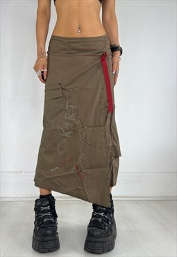 Vintage 90s Cop Copine Skirt Midi Layered Archival Y2k Cyber