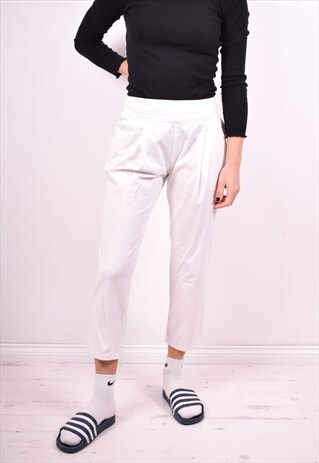 MOSCHINO WOMENS VINTAGE CAPRI TROUSERS W30 L24 WHITE 90'S