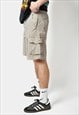 VINTAGE CARGO SHORTS BEIGE GREY MENS MULTI POCKET HIKING