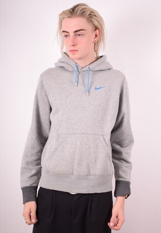 NIKE MENS VINTAGE HOODIE JUMPER SMALL GREY 90S