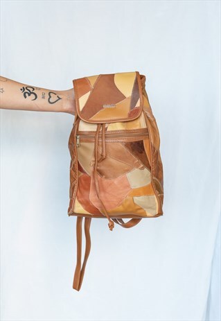 VINTAGE 90S GRUNGE PATCHWORK RUCKSACK