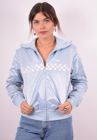 ADIDAS WOMENS VINTAGE BOMBER JACKET MEDIUM BLUE 90S