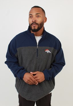 Men's Vintage NFL Grey Broncos quarter zip fleece