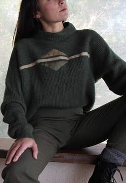 Vintage green alpaca wool blend unisex pullover,sweater