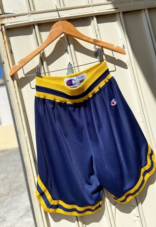 VINTAGE 90S CHAMPION SHORTS BLUE AND YELLOW