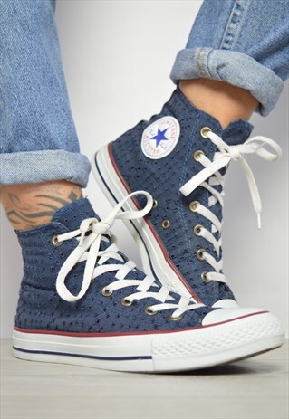 VINTAGE 90S CONVERSE NAVY HI TOPS GRUNGE RETRO PREPPY