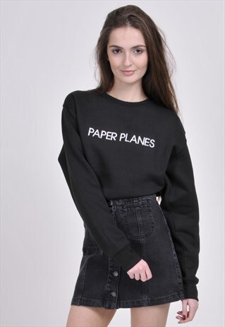 BLACK PAPER PLANES SWEATSHIRT - EMBROIDERED