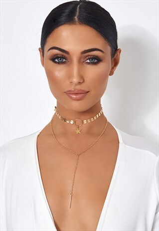 TRIPLE LAYERED GOLD STAR NECKLACE