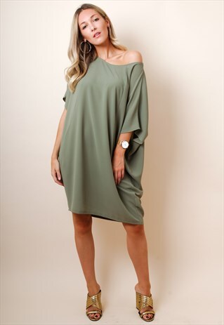 KHAKI SLOUCHY DRESS