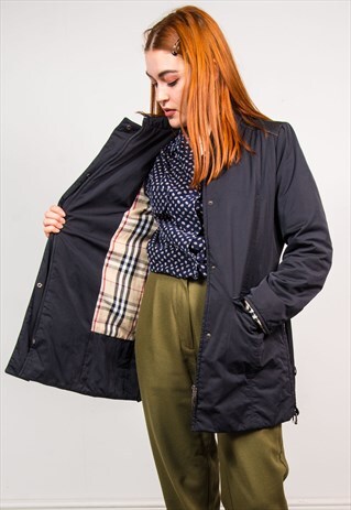 BURBERRY VINTAGE 90'S BLACK SMART TRENCH STYLE COAT