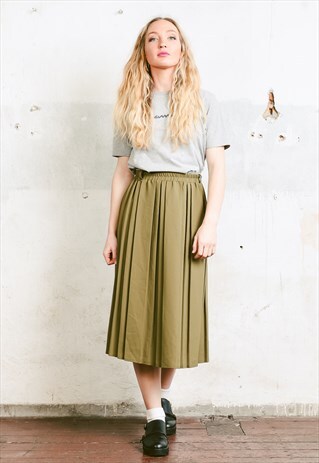 VINTAGE 80S ACCORDION PLEATED MIDI SKIRT