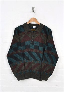 Vintage 80s Knitwear Polo Shirt Small