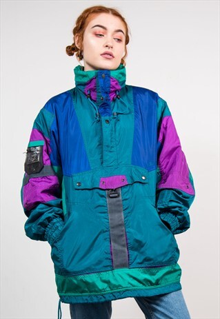 VINTAGE 90'S COLOURBLOCK BRIGHT SKI COAT