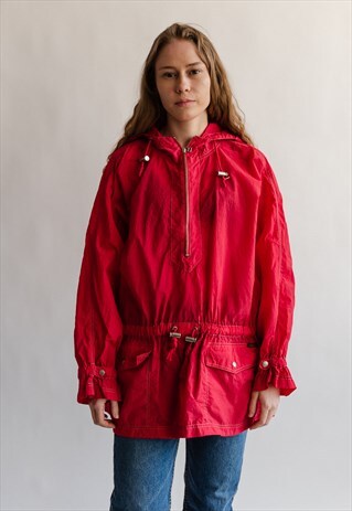 VINTAGE 80S RED PULLOVER WINDBREAKER
