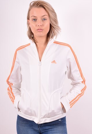 ADIDAS WOMENS VINTAGE TRACKSUIT TOP JACKET MEDIUM WHITE 90S