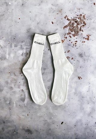 Unisex White O'Neill Spell Out Sport Socks