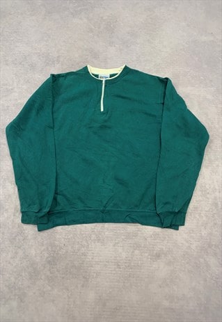 VINTAGE SWEATSHIRT PLAIN 1/4 ZIP JUMPER WITH DOUBLE COLLAR