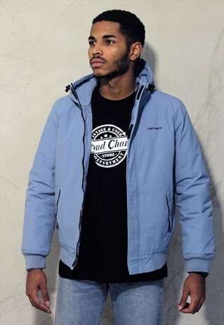 LIGHT BLUE CARHARTT HOODIE PADDED PUFFER JACKET A326