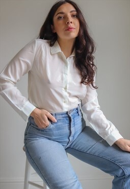 Vintage 80s Blouse with Embroidered Collar