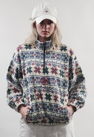VINTAGE 80'S SNOWFLAKE ZIP-UP FLEECE