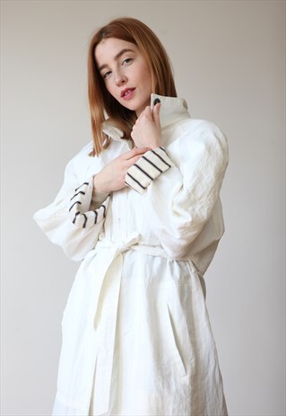 VINTAGE 80'S WOLFGAN GOSLLER TRENCH IN WHITE