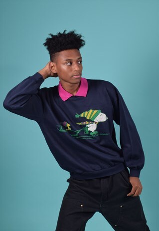 VINTAGE GIOVANNI TRIMBOLI SNOOPY NAVY AND PURPLE SWEATSHIRT