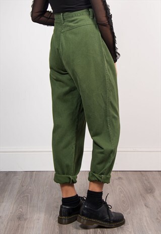 VINTAGE 90'S GREEN DENIM MOM HIGH WAIST JEANS