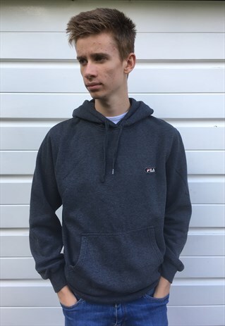MENS FESTIVAL 80S STYLE SPORTS FILA BLUE HOODIE SWEATSHIRT