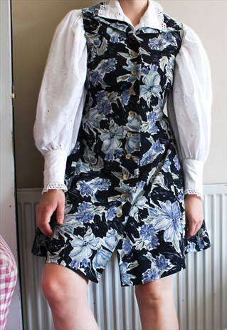 MULTI BLUE FLORAL VINTAGE DRESS