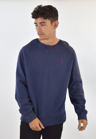 VINTAGE 90S NAVY BLUE RALPH LAUREN CREW NECK SWEATSHIRT