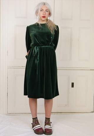 70S GREEN VELVET DRESS