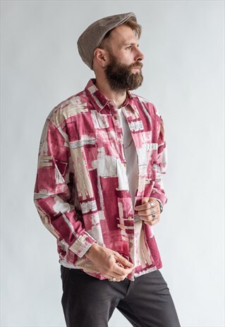 VINTAGE 80S FESTIVAL SHIRT IN ABSTRACT PATTERN