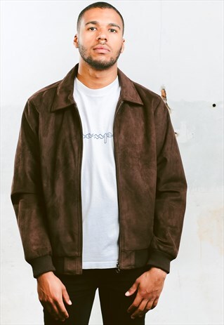 VINTAGE FAUX SUEDE BOMBER JACKET