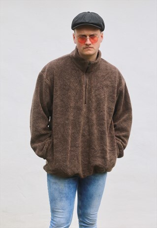 NAUTICA USA 1/4 ZIP HEAVY PILE FLEECE CAMEL SWEATSHIRT