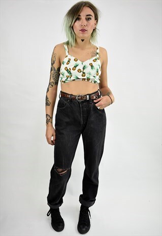 VINTAGE 90S PINEAPPLE PRINT BRALET WITH BOW DETAIL