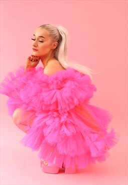 Hot Pink ruffle off the shoulder top 
