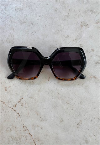 OVERSIZED SQUARES SUNGLASSES IN DARK TORTOISESHELL FADE