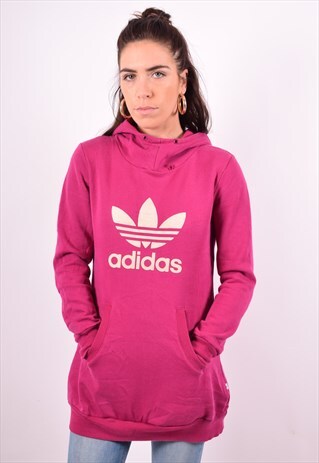 ADIDAS WOMENS VINTAGE HOODIE JUMPER MEDIUM PURPLE 90'S