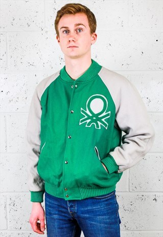 RARE VARSITY STYLE JACKET WITH LARGE PATCH LOGO