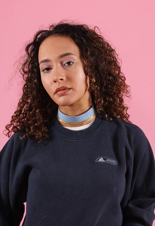 NAVY ADIDAS EMBROIDERED SWEATSHIRT