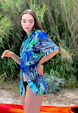 VINTAGE 90'S MULTICOLOR PRINTED SHORT SLEEVE HAWAIIAN SHIRT