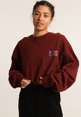 VINTAGE CHAMPION EMBROIDERED CROPPED SWEATSHIRT