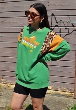 Y2K vintage Nike reworked sports leopard fleece sweatshirt