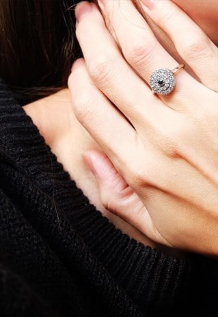 ROUND EVIL EYE STERLING SILVER RING