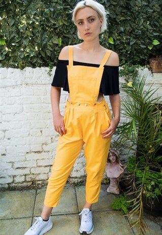 80S STYLE PEACHY YELLOW DETACHABLE DUNGAREES