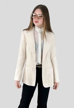 70's Vintage Bogner Cream Linen Tux Blazer Jacket 