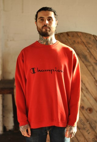 VINTAGE 90S CHAMPION SPELL OUT LOGO SWEATER