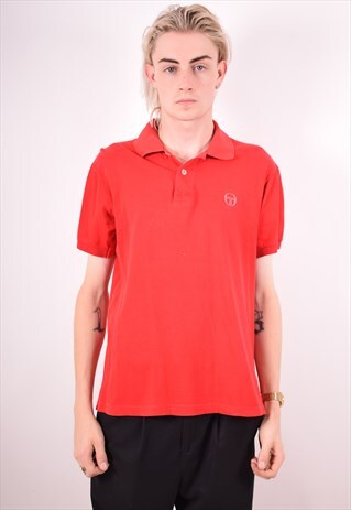 SERGIO TACCHINI MENS VINTAGE POLO SHIRT MEDIUM RED 90S