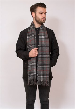 VINTAGE BURBERRY GREY CASHMERE SCARF
